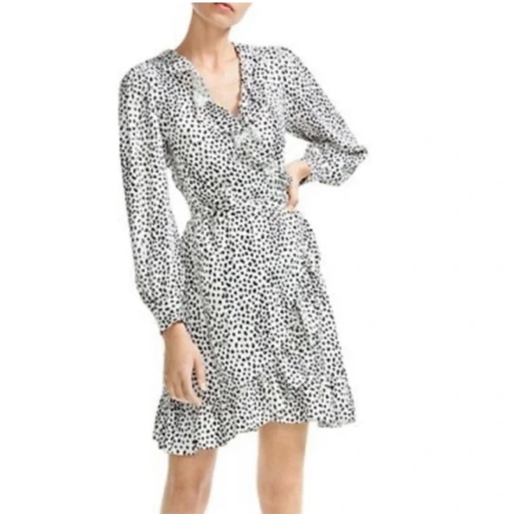 Maje White and Black Polka Dot Long-Sleeve Dress
